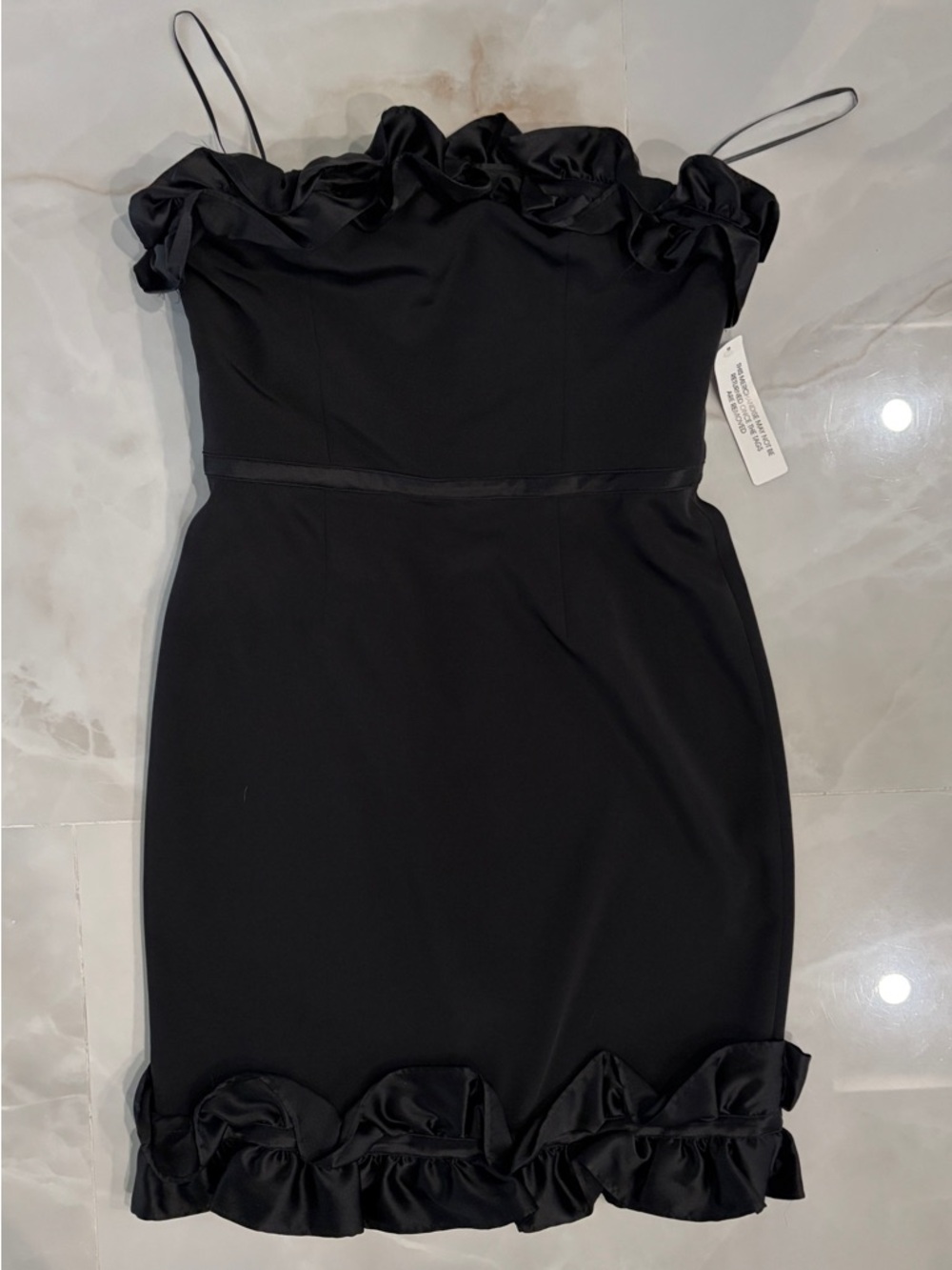 JAYGODFREY Black Ruffle-Trim Mini Slip Dress